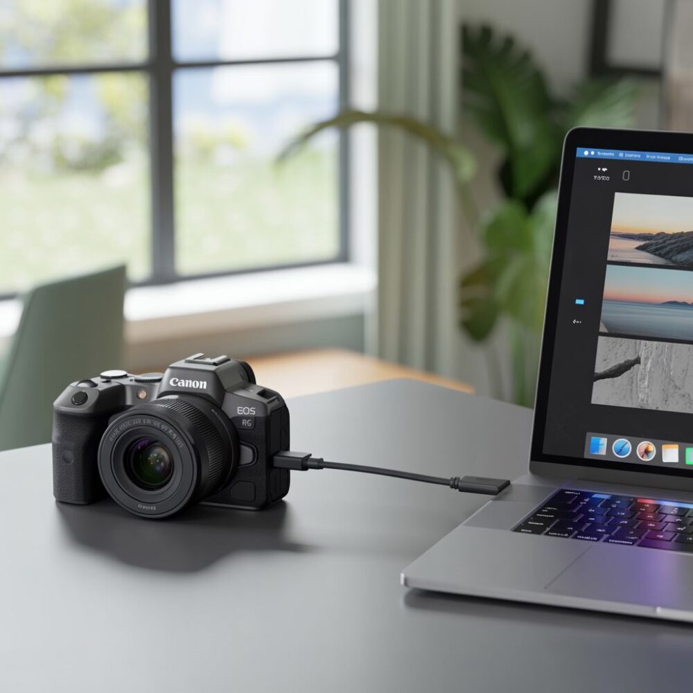 Canon aparat podłączony do laptopa