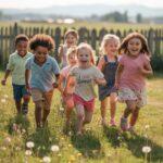 grupa dzieci w ruchu