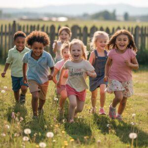 grupa dzieci w ruchu