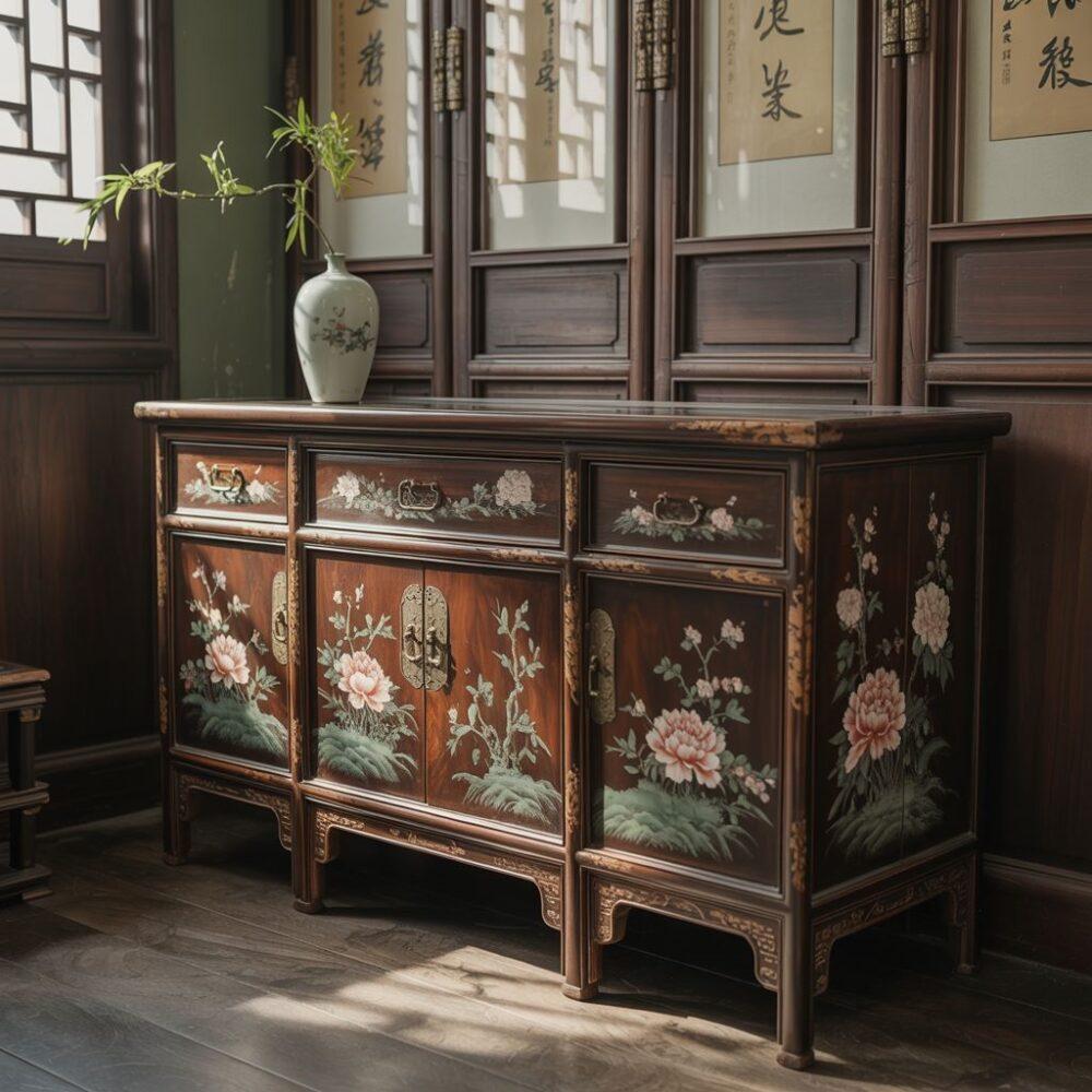 komoda z mosiężnymi okuciami