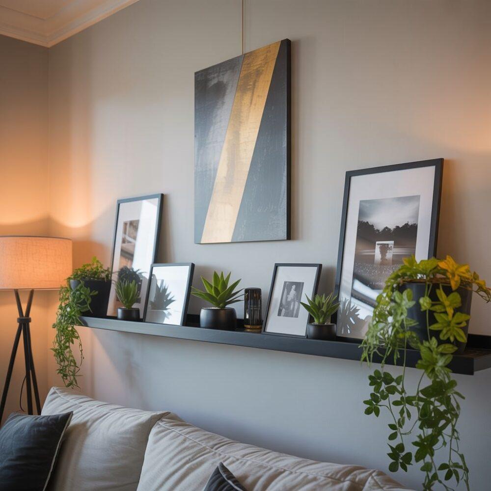 obrazy na ścianie salonu