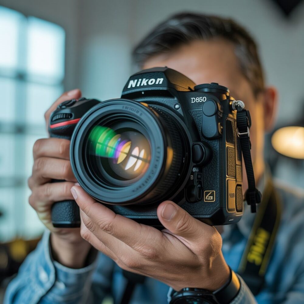 palec wskazujący na ikonę lampy błyskowej Nikon