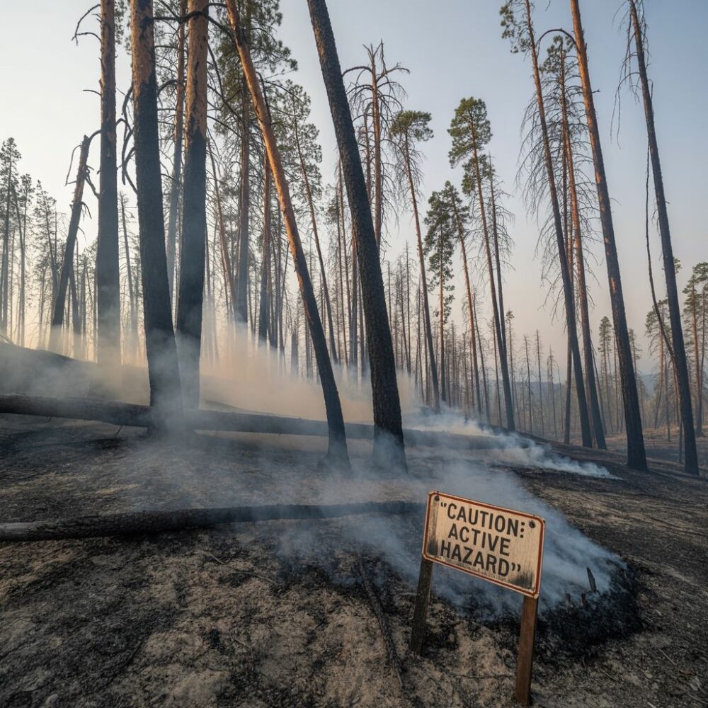 pogorzelisko w lesie
