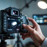 ręka zmieniająca ISO w aparacie