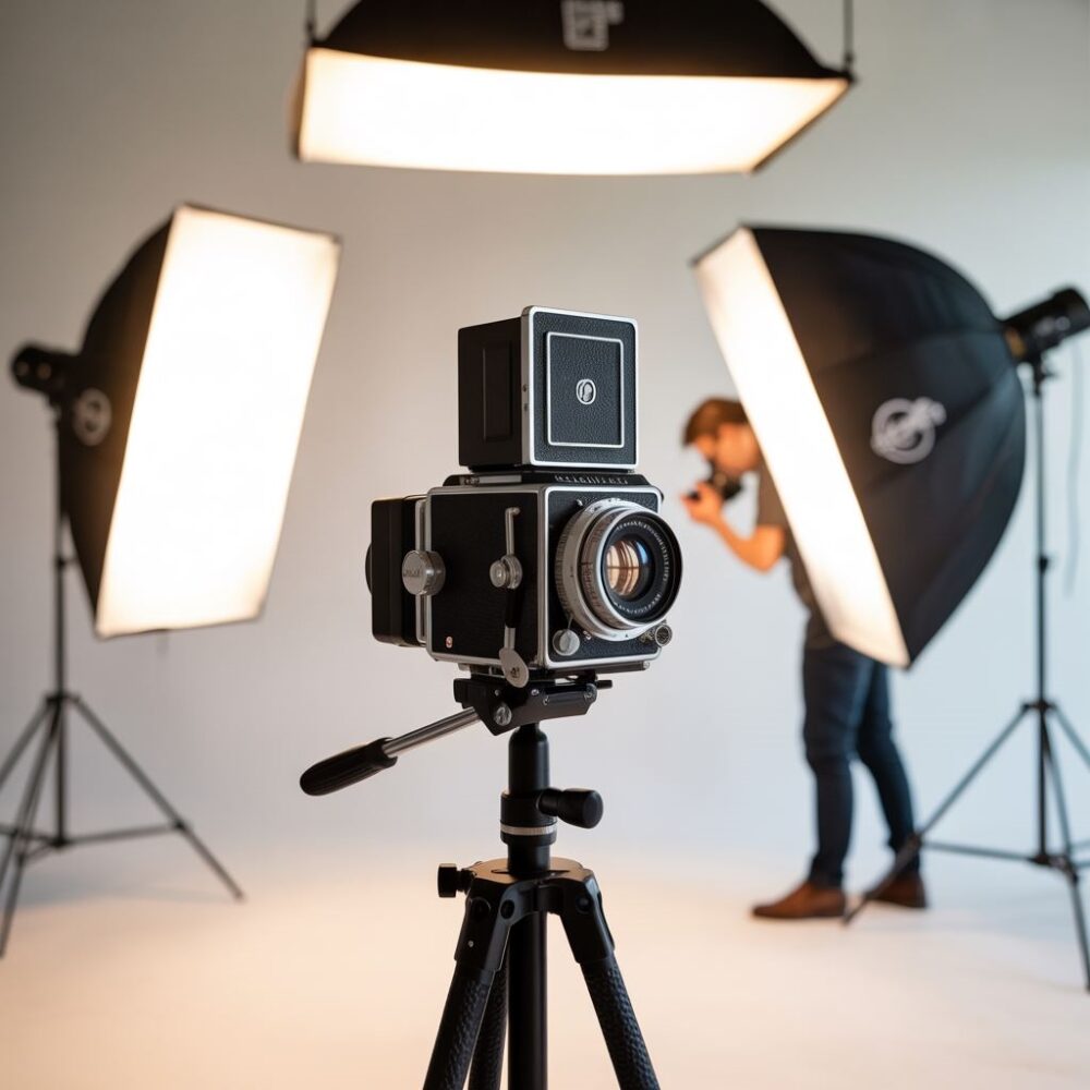 softbox przy tle fotograficznym