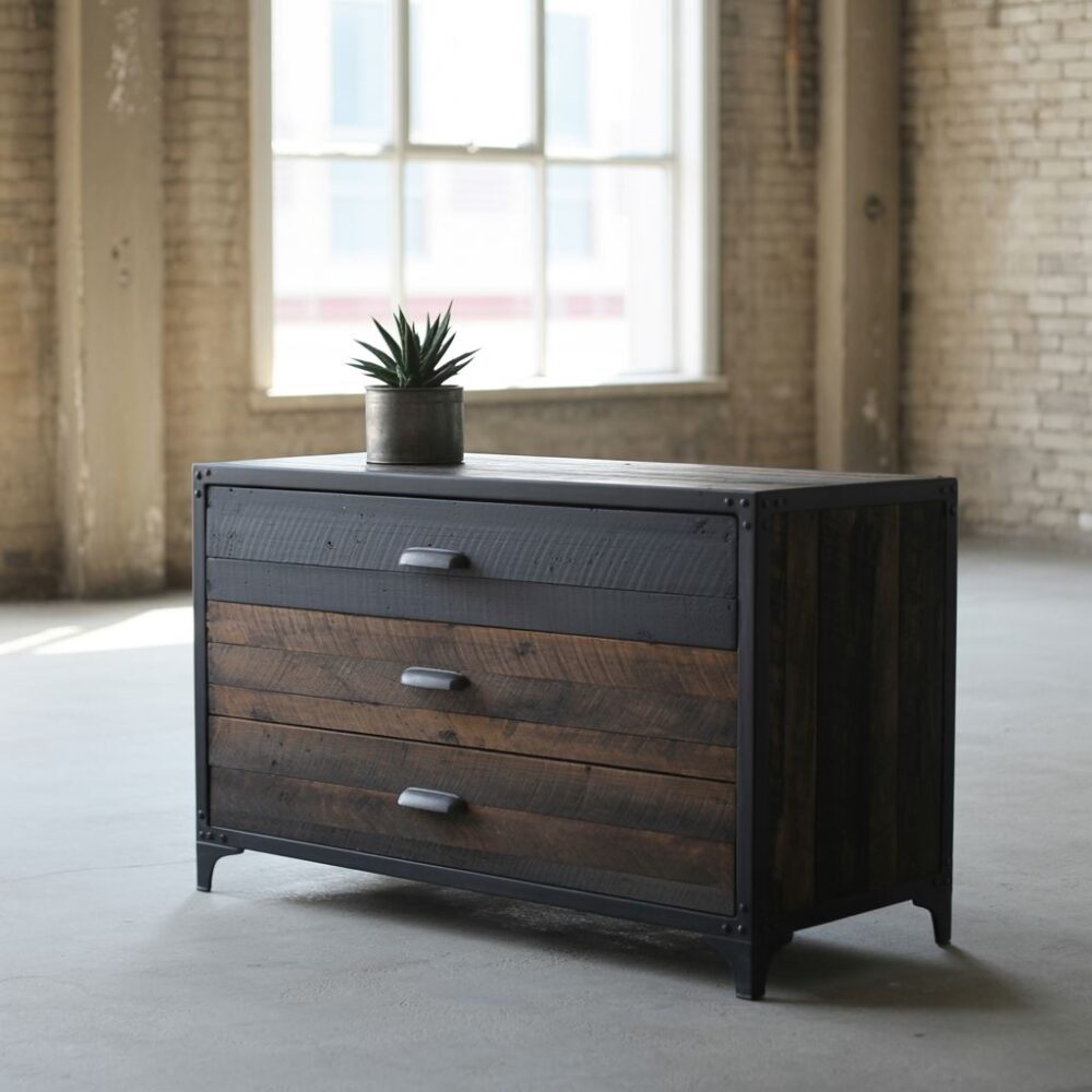 szafka z metalu i drewna