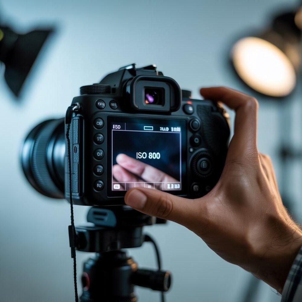 ustawienia ISO na ekranie aparatu